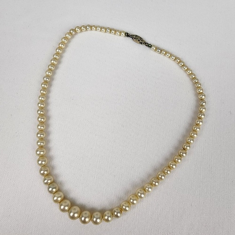 VINTAGE Faux Pearl Choker 14GF Clasps 2 Pc